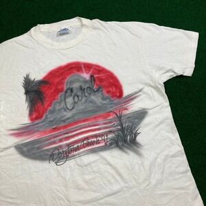 Vintage Hanes Shirt Mens XL White 1991 Daytona Beach Florida Airbrush Air Brush